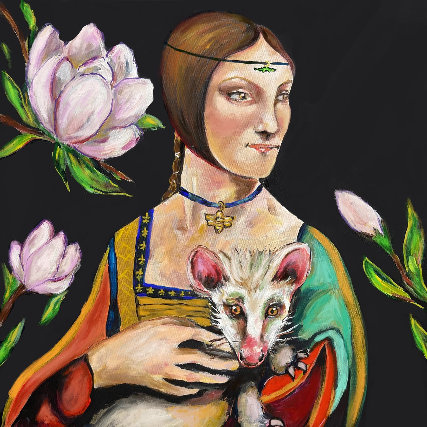 Lady with a Possum Print