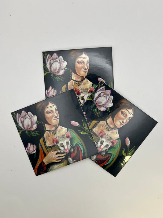 Lady with a Possum Sticker Set of 5